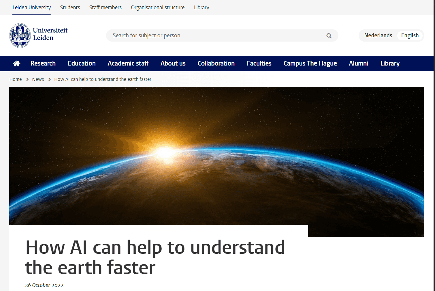 Article about my research topic on the Leiden University website